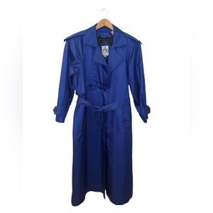 J. Gallery Vintage Royal Blue Trench Coat Size 7/8